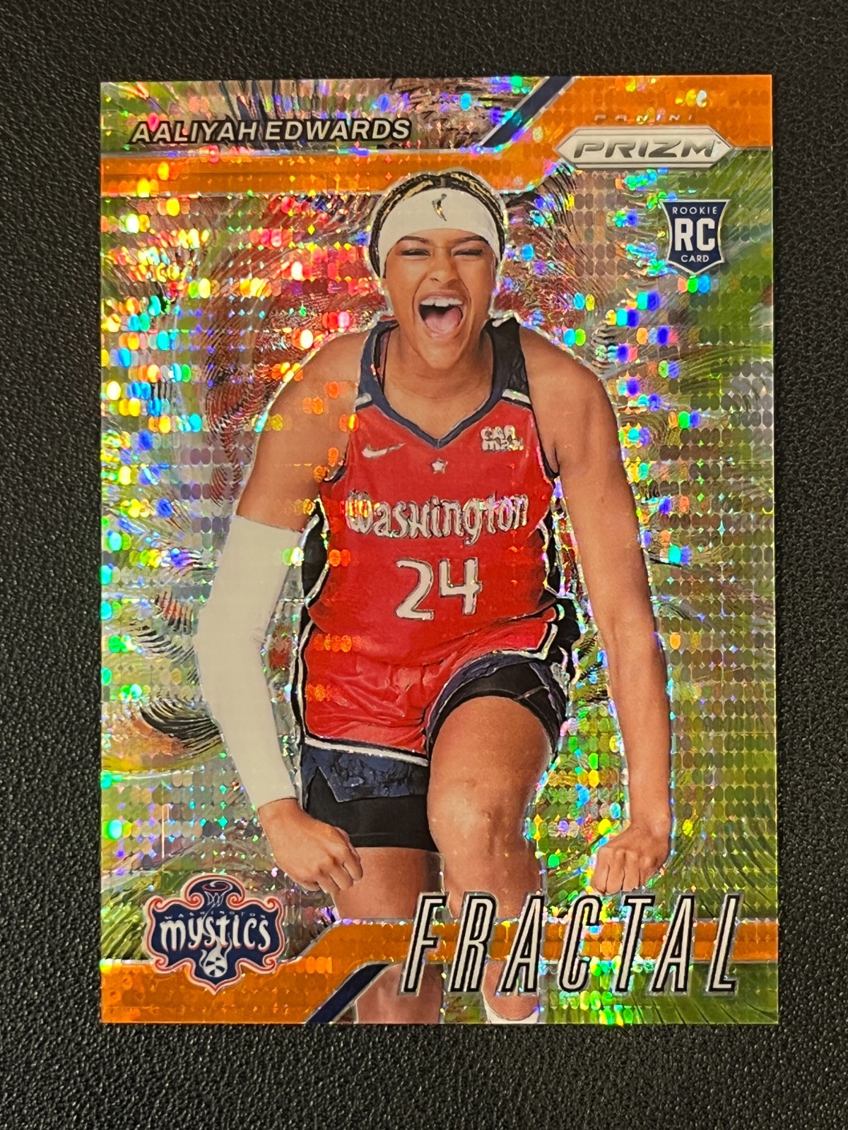 Aaliyah Edwards 2024 WNBA Prizm Rookie Fractal Orange Pulsar /75 Mystics