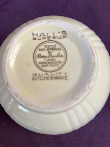 Hall's Superior Jewel Tea Autumn Leaf Covered Grease Drip Jar Bowl w/ Lid MCM - Picture 5 of 9