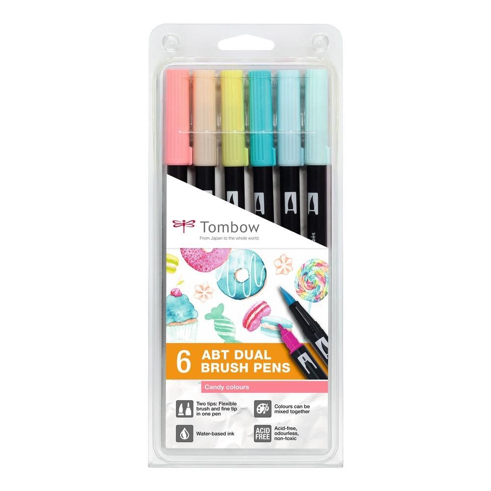 Feutres Tombow ABT lot de 6 feutres double pointe anti traversée papier
