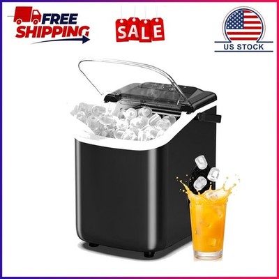 Gianna Ice Maker, Nugget Ice Makers Countertop, Portable Handle, 26lbs Daily, 9