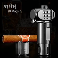Jobon Metal Cigar Lighter 3 JET Flame Lighter Windproof Inflatable Torch Gifts