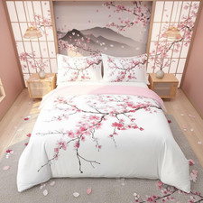 Cherry Blossom 100 Cotton King Bedding Set - Soft Floral Duvet Cover