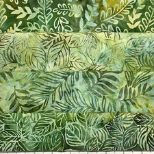 Lot of 4 1 Yard Cuts 100 Cotton Quilting Batik Fabric Green Leaves Palm 503B