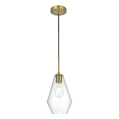 Living District Gene 7" Pendant Clear Shade In Satin Gold - Picture 1 of 10