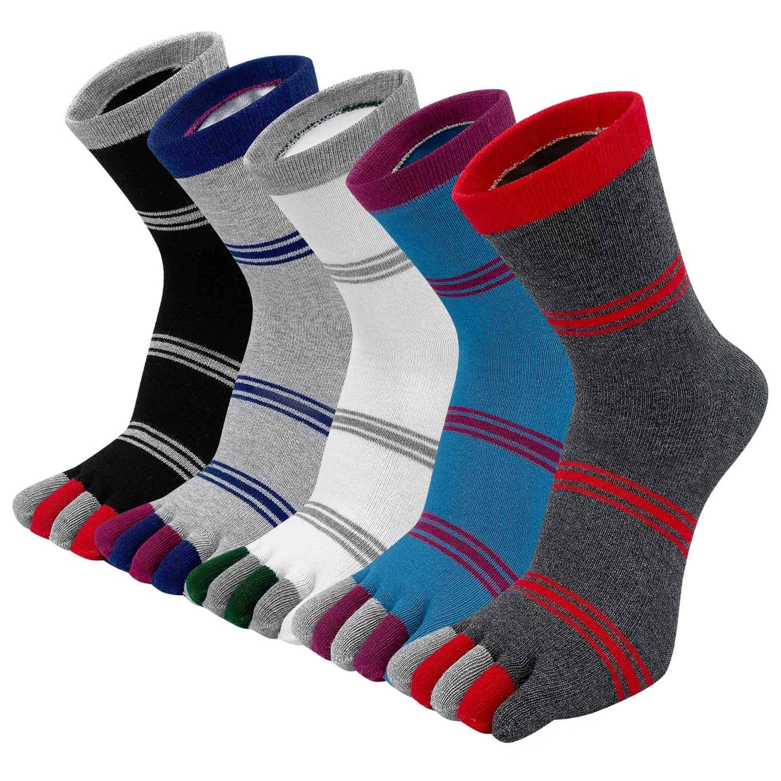 5 Pairs Five Toe Finger Toe Socks Cotton Breathable Compression Crew Socks