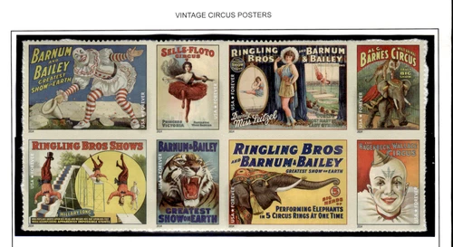 2014 US STAMPS SCOTT 4898-4905 VINTAGE CIRCUS POSTER PANE BLOCK OF 8 FOREVER MNH