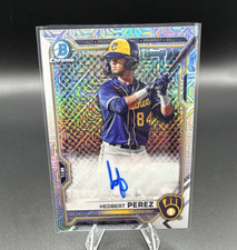 Hedbert Perez Bowman Chrome Mojo Auto Brewers Prospect RC Autograph