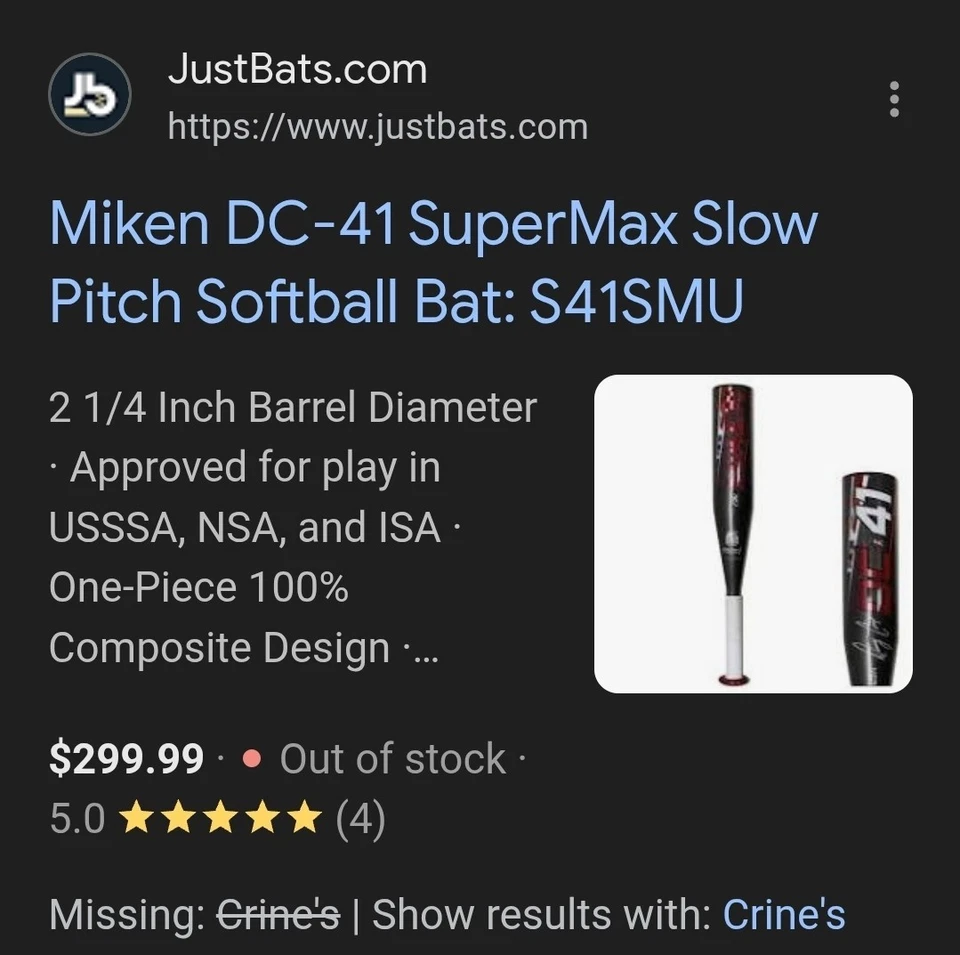 Bate de softbol lanzamiento lento Miken DC-41 Supermax S41SMU Denny Crine's USSSA 27 OZ Foto 2 de 4