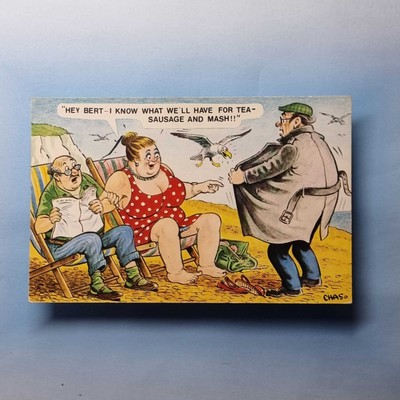 Comic Postkarte C1980 Upskirt Seaside Flasher Sausage & Mash Bamforth & Co