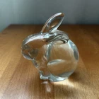 Fenton Clear Art Glass Sitting Bunny Figurine / Paperweight - Fenton Stamped