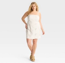 NWT Wild Fable sz XXL White Open Bow Back Patchwork Mini A-line Dress 3095