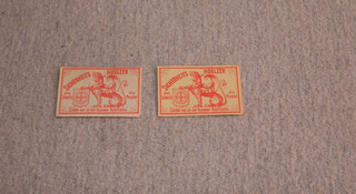 2 alte deutsche Zündholzetiketten Greif