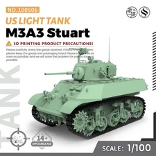 SSMODEL  1/100 15mm WarGaming Military Model Kit US M3A3 Stuart Light Tank