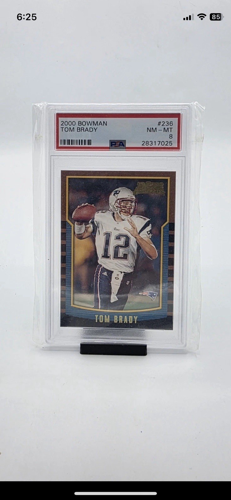 2000 Bowman Tom Brady #236 Rookie RC Graded PSA 8 NM-MT Goat HOF Patriots