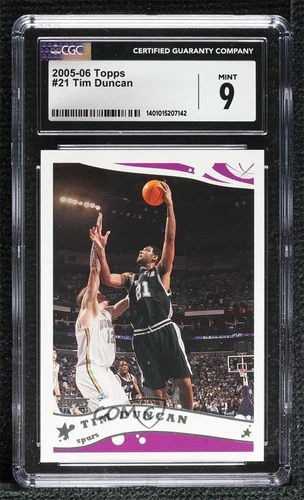 2005-06 Topps Tim Duncan #21 CGC 9 Mint HOF
