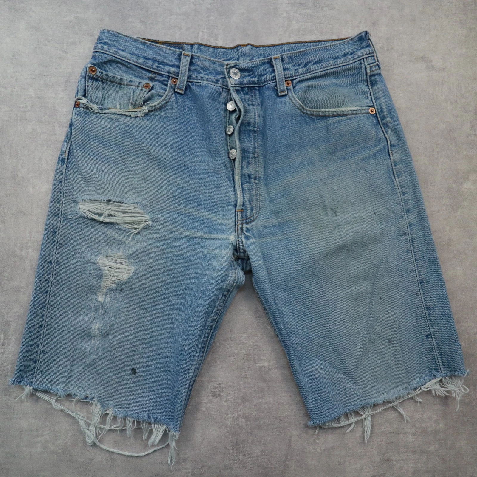 Levi's 501 Denim Jorts Cut Off Y2K Shorts Mens 33 Distressed Button Fly, Blue