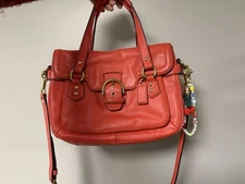 Authentic Coach Coral SoHo Campbell Leather Satchel Gold Hardware Buckle EUC
