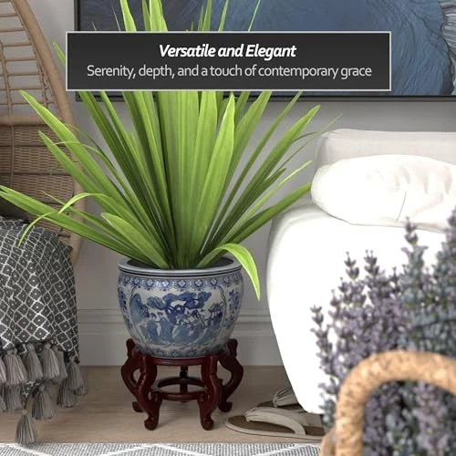  Maceta o maceta de porcelana blanca de 12" y 12" de diámetro azul para damas Foto 4 de 4