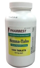 Pharbest Senna Natural Vegetable Laxative Constipation Tablets 8.6mg 1000 Count