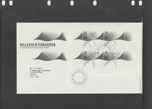 GB 1999 SG2121ms 4v ms Bureau FDC+Insert-Millennium Timekeeper-Clock Face and Ma