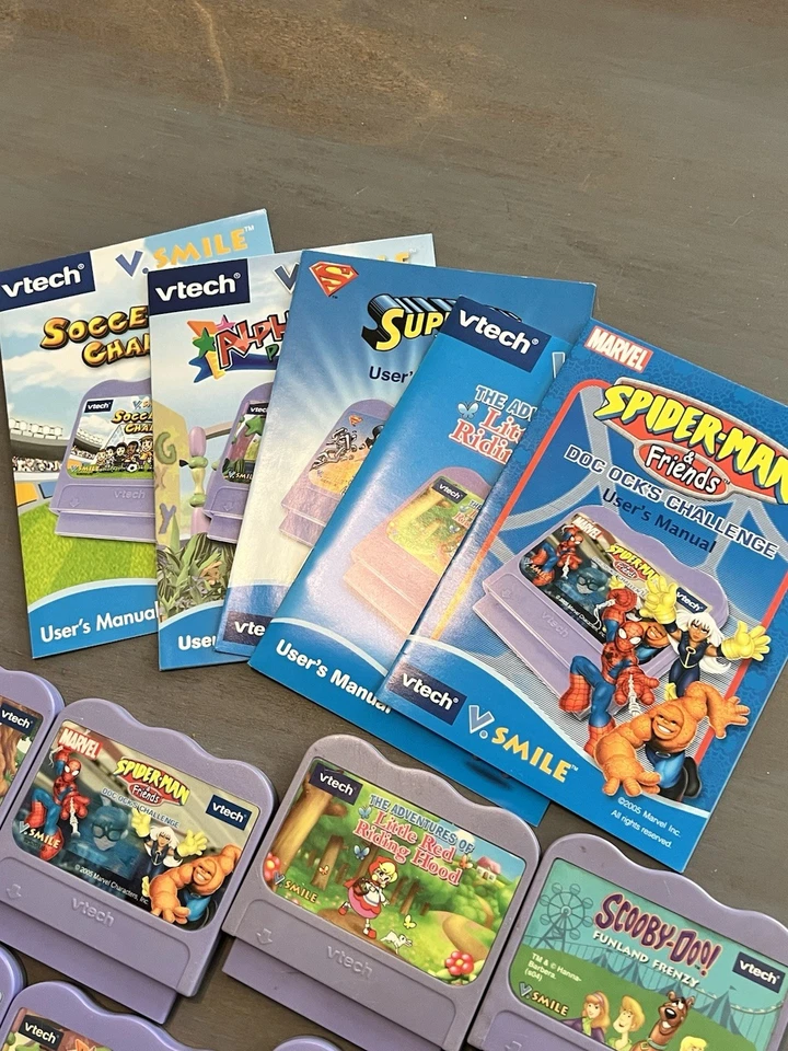 Lot of 7 Vtech Vsmile V-Motion Game Cartridges Spider-Man, Superman, & More! - Image 4 of 4