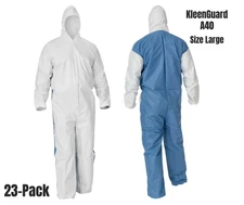 KleenGuard A40 Coveralls with Blue Breathable Back Hodie Size Large 23-Pack
