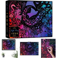 1000 Piece Jigsaw Puzzle - Night Reef Coral Reef Ocean Shark 28x20 Inches