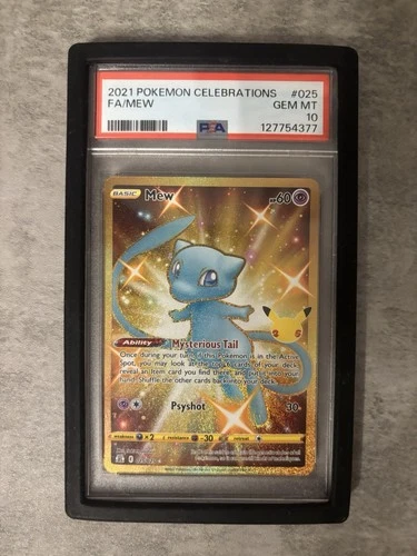 2021 Pokemon Celebrations Mew #025/025 Secret Rare Holo Full Art PSA 10 & Guard
