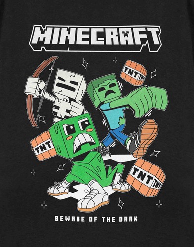 Minecraft Schwarz Beware Of The Dark Kurzarm T-Shirt Herren - Bild 6 von 9