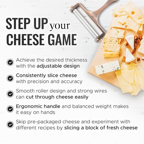 Cheese Slicer Wire With Adjustable Thickness Heavy Duty For Cheddar Mozzarella - Picture 10 of 11