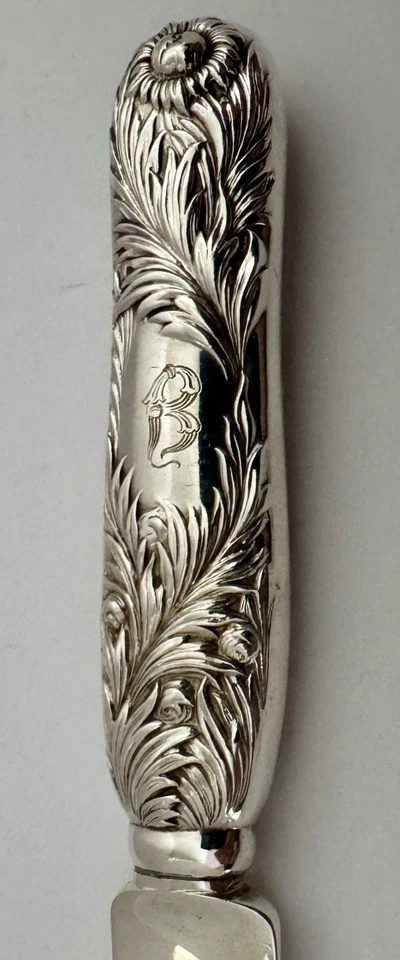 TIFFANY ХРИЗАНТЕМА HHAS ВСЕ СТЕРЛИНГОВОЕ 7 1/2» ДЕСЕРТ ИЛИ ЗАВТРАК НОЖ РЕДКАЯ - Изображение 2 из 4