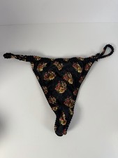 Vintage unbranded Satin Floral second skin Thong String Bikini Panties Size 8/XL