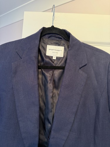 Sportscraft Blazer Women’s Designer Navy Blue 100% Linen Single Button - Size 14 - Picture 2 of 7