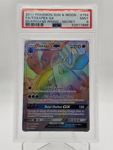 TOXAPEX GX 2017 POKEMON SUN & MOON GUARDIANS RISING SECRET 154/145 PSA 9 Q3963