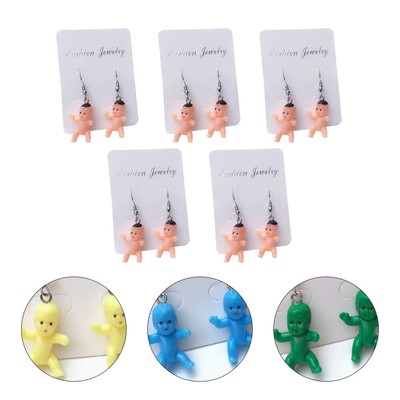  5 Pair Babypuppenohrringe Lustiger Ohrentropfen Mit Säuglingsmuster Reisen