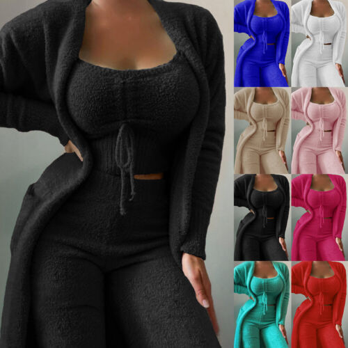 Womens Pyjamas Pjs Set Long Sleeve Top Pants Nightwear Lounge Wear Pyjama Home