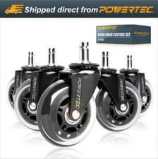 POWERTEC 17101 3" Office Chair Casters Wheels Set of 5, Caster Replacement