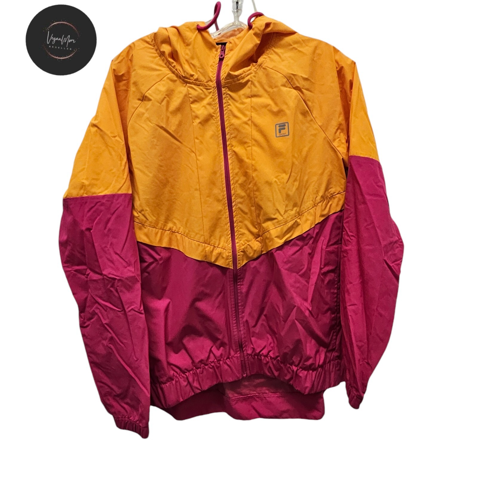 Giacca a vento Fila Sport grande unisex con cappuccio zip intera colore arancione rosso