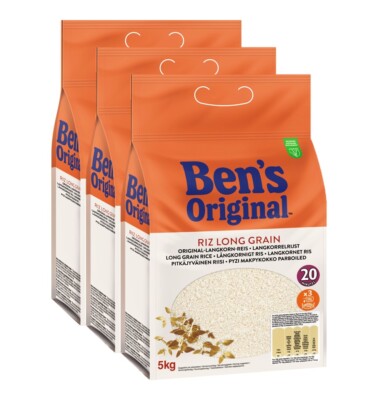 BEN'S ORIGINAL  Loser Reis 20 Minuten Original Langkornreis 3x5kg