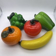 VINTAGE 5 PIECE LOT HAND BLOWN MURANO STYLE ART GLASS FRUIT/VEGETABLES