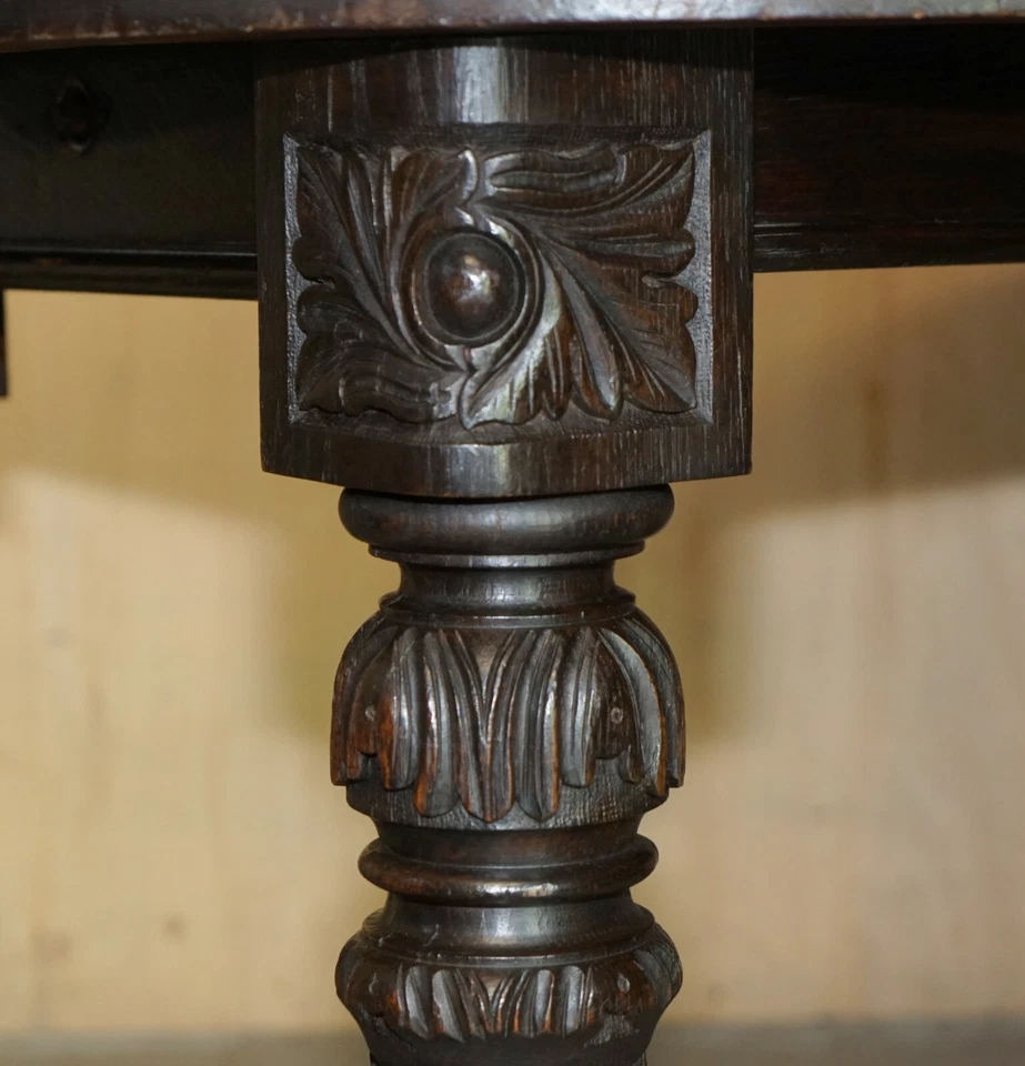 STUNNING HAND CARVED ANTIQUE VICTORIAN EXTENDING DINING TABLE & SIX CHAIRS 6 - Image 4 of 4
