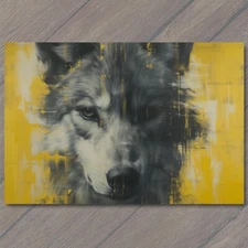 8.5x11"  Wolf Stare Yellow Monster Weird Creepy Nightmare Scary Unusual