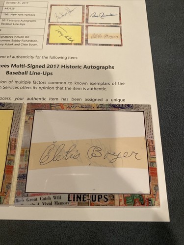 1961 New York Yankees 2/3 2017 Historic Autographs Line Ups - Picture 7 of 7
