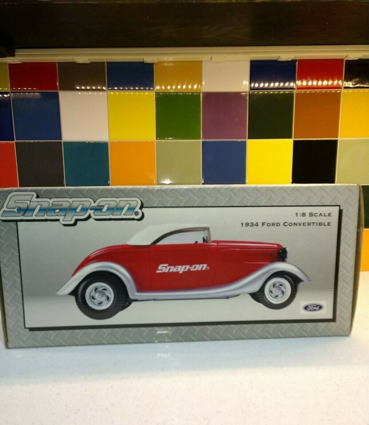Snap-On 1934 Ford convertible Red 1:8 Scale Car [65a] RARE Large Vintage NIB