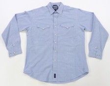 Rare Vintage ROUGH STOCK Panhandle Slim Western Pearl Snap Shirt 90s Blue Size L