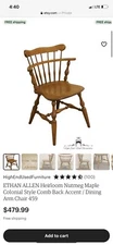 Ethen Allen Heirloom Nutmeg Maple Colonial Style Comb Back Chairs (4)