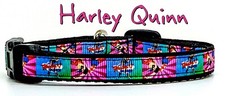 Harley Quinn cat or small dog collar 1/2" wide adjustable handmade bell or leash