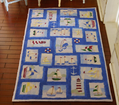 Dollhouse 1/12 Scale Awesome Sailing Boats Over the Sea Blue Miniature Rug
