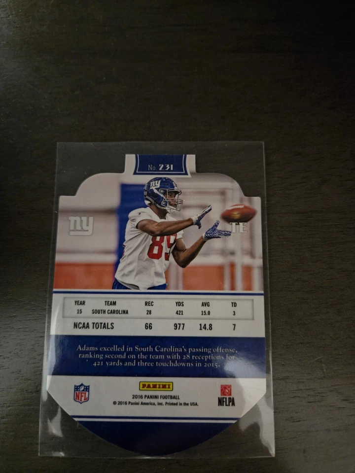 2016 Panini Rookies Sacrifice /199 Jerell Adams #231 Rookie RC Die Cut Giants - Image 3 of 3