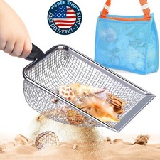 Pala de malla de playa con bolsa de malla para recolectar conchas, pala de arena